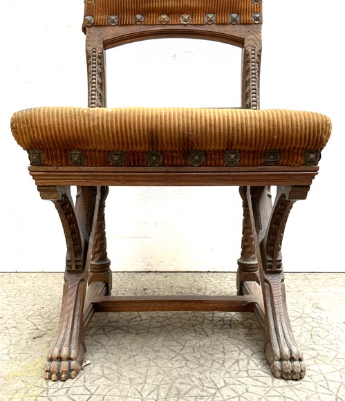 GRASSET – FULGRAFF, Set of 6 Carved Oak Chairs, Paris, 1880–1885-8