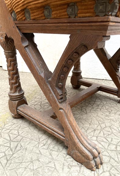 GRASSET – FULGRAFF, Set of 6 Carved Oak Chairs, Paris, 1880–1885-10