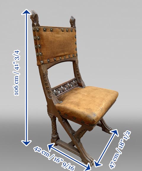 GRASSET – FULGRAFF, Set of 6 Carved Oak Chairs, Paris, 1880–1885-12