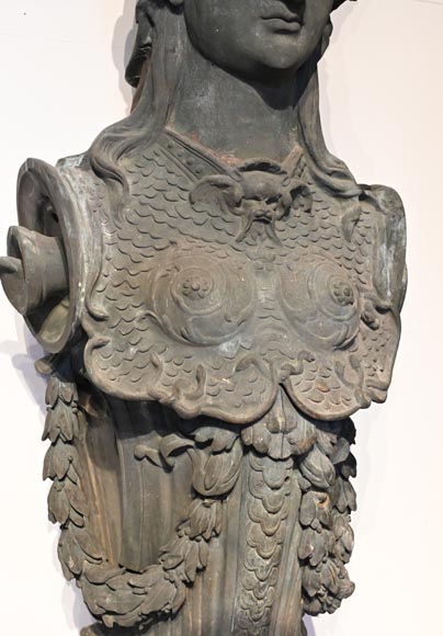 J. SERRE, Pair of bronze caryatids representing Bellona-5