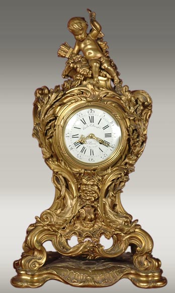Léon MESSAGÉ (1842-1901) (att. to) -  Clock with Cupidon-0