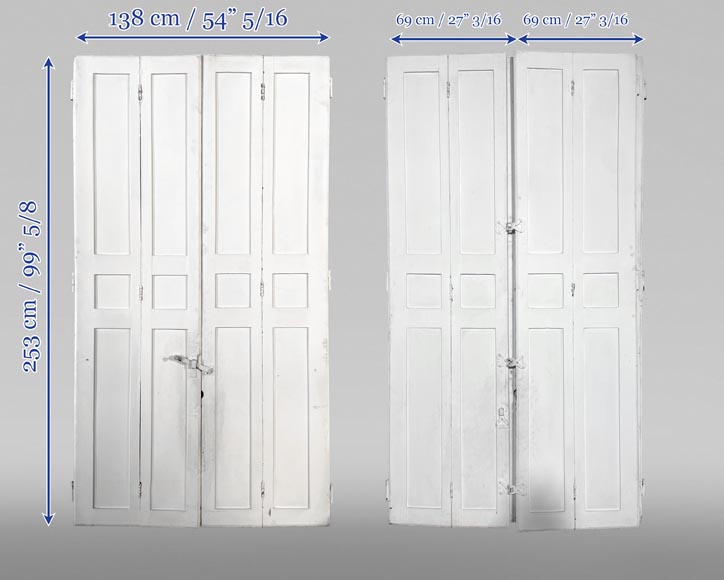 Two pairs of antique oak shutters-6