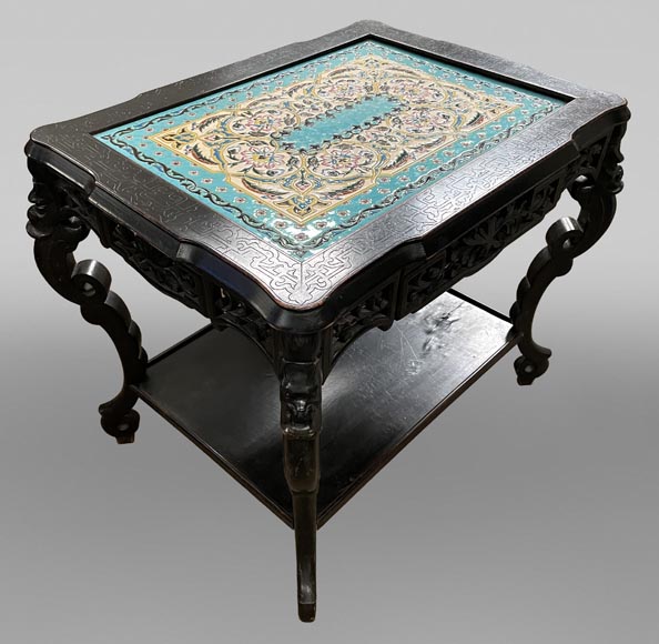 MARTIN-BREY, Japanese-style table with glazed earthenware top-0