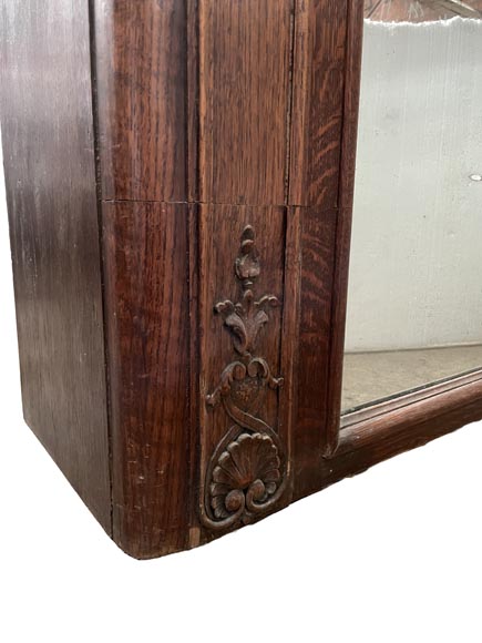 Carved and painted wooden overmantel mirror with a pastoral music trophy, in the Louis XV style, 19th century-9