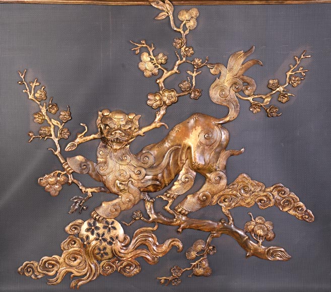 Maison MARNYHAC (att. to) - Antique Chinese style firescreen in bronze, circa 1880-1