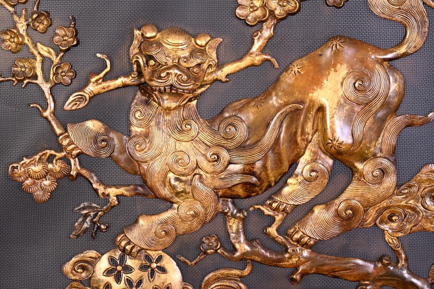 Maison MARNYHAC (att. to) - Antique Chinese style firescreen in bronze, circa 1880-2
