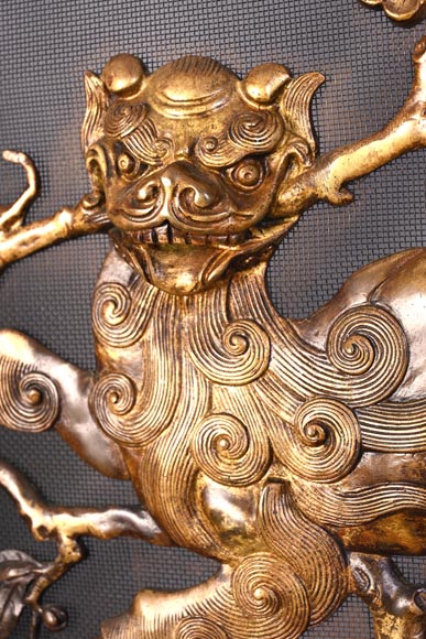 Maison MARNYHAC (att. to) - Antique Chinese style firescreen in bronze, circa 1880-3