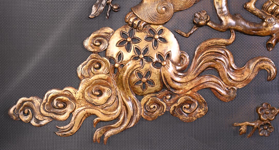 Maison MARNYHAC (att. to) - Antique Chinese style firescreen in bronze, circa 1880-4