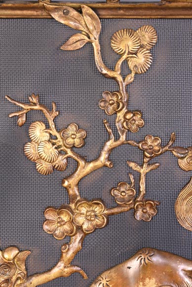 Maison MARNYHAC (att. to) - Antique Chinese style firescreen in bronze, circa 1880-5