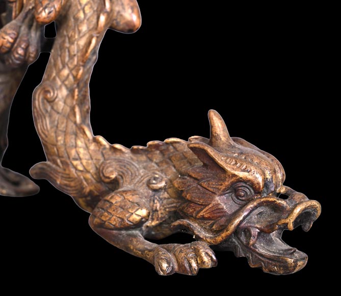 Maison MARNYHAC (att. to) - Antique Chinese style firescreen in bronze, circa 1880-6