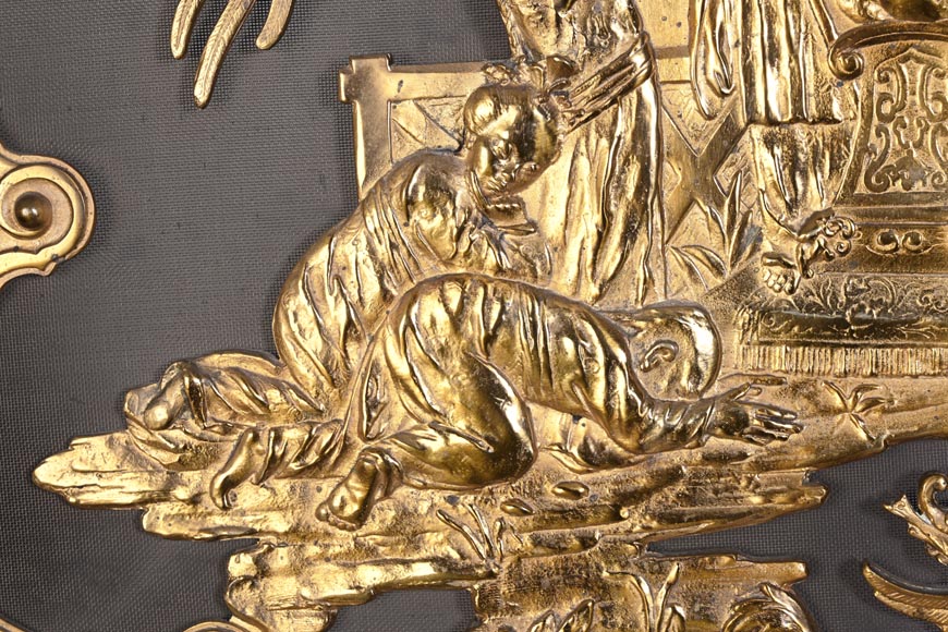 Maison MARNYHAC (attrib.) — Rare Chinese-style Antique Fire Screen in Gilded Bronze, Second Half of the 19th Century-5