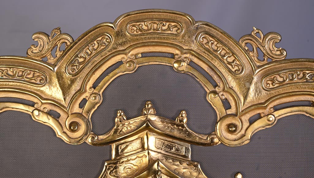 Maison MARNYHAC (attrib.) — Rare Chinese-style Antique Fire Screen in Gilded Bronze, Second Half of the 19th Century-8