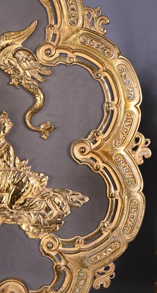 Maison MARNYHAC (attrib.) — Rare Chinese-style Antique Fire Screen in Gilded Bronze, Second Half of the 19th Century-9