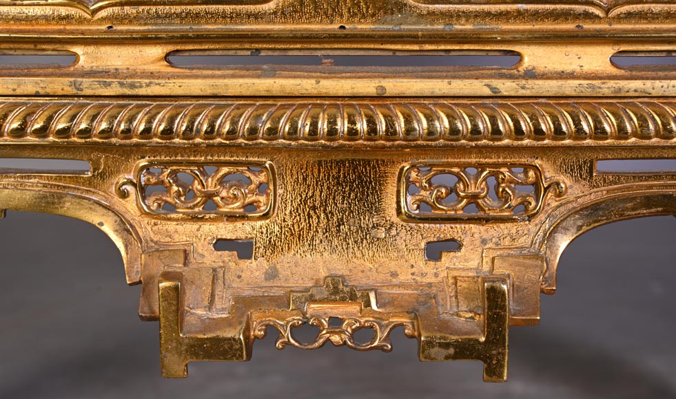 Maison MARNYHAC (attrib.) — Rare Chinese-style Antique Fire Screen in Gilded Bronze, Second Half of the 19th Century-10