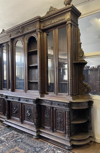 Large Carved Oak Sideboard, Napoleon III Style-3