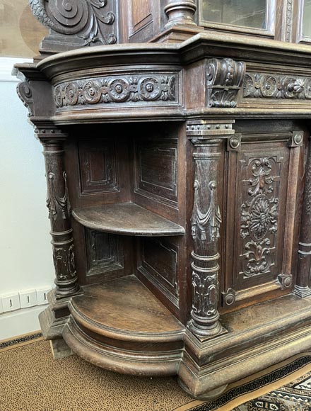 Large Carved Oak Sideboard, Napoleon III Style-7