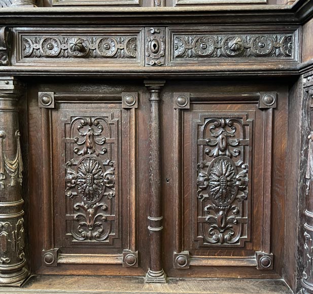 Large Carved Oak Sideboard, Napoleon III Style-8