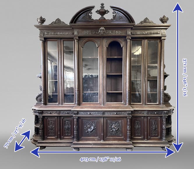 Large Carved Oak Sideboard, Napoleon III Style-11