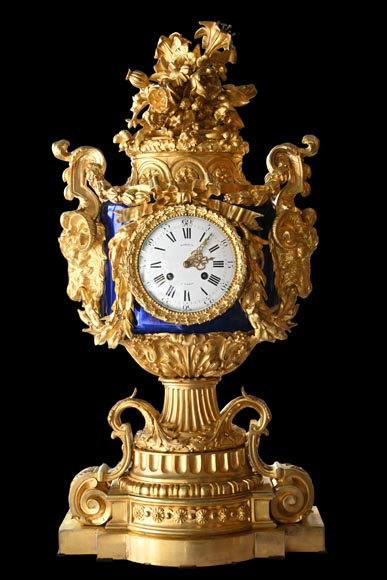 MARQUIS Louis-Auguste, Louis XVI Style Gilt Bronze and Scagliola Clock Set MARQUIS Louis-Auguste, Louis XVI Style Gilt Bronze and Scagliola Clock Set-1