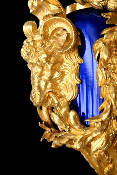 MARQUIS Louis-Auguste, Louis XVI Style Gilt Bronze and Scagliola Clock Set MARQUIS Louis-Auguste, Louis XVI Style Gilt Bronze and Scagliola Clock Set-5