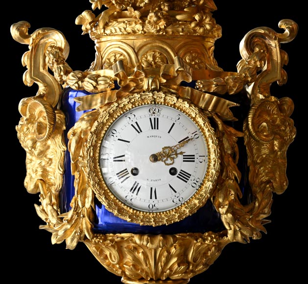 MARQUIS Louis-Auguste, Louis XVI Style Gilt Bronze and Scagliola Clock Set MARQUIS Louis-Auguste, Louis XVI Style Gilt Bronze and Scagliola Clock Set-6