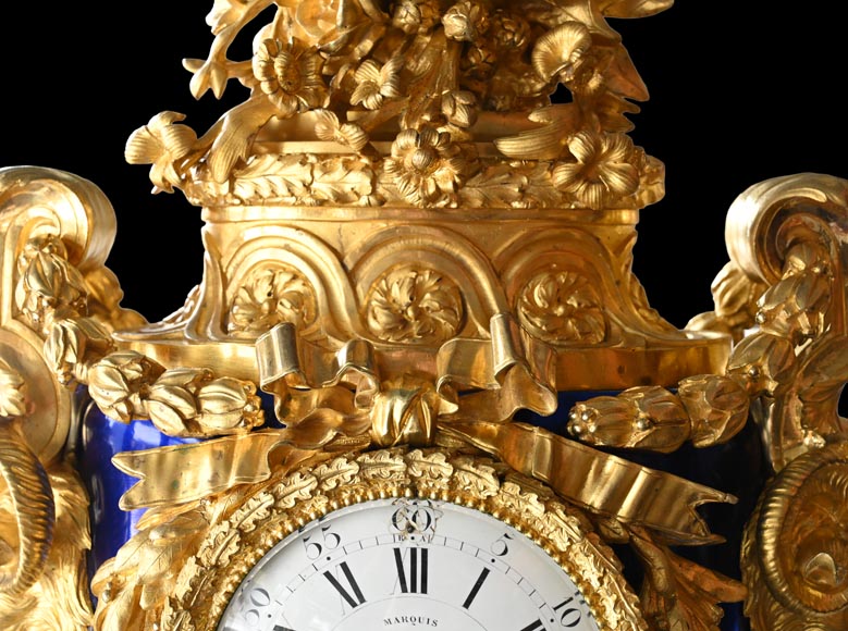 MARQUIS Louis-Auguste, Louis XVI Style Gilt Bronze and Scagliola Clock Set MARQUIS Louis-Auguste, Louis XVI Style Gilt Bronze and Scagliola Clock Set-9