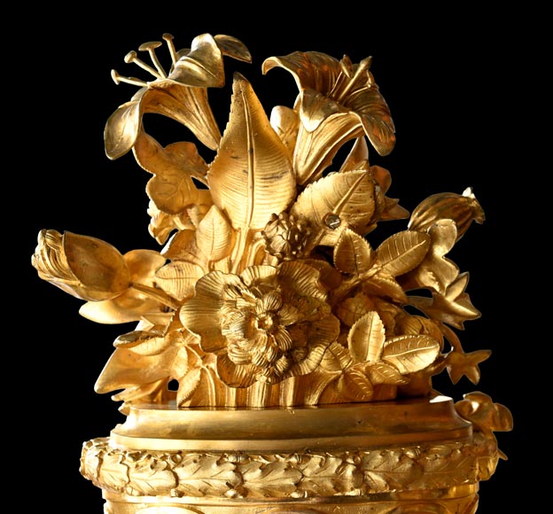 MARQUIS Louis-Auguste, Louis XVI Style Gilt Bronze and Scagliola Clock Set MARQUIS Louis-Auguste, Louis XVI Style Gilt Bronze and Scagliola Clock Set-16