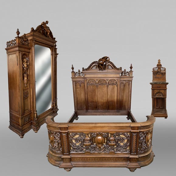 Louis MALARD, walnut bedroom set-0
