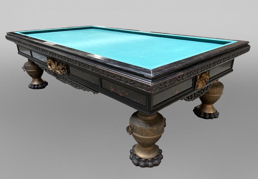F. GERDERÈS – Japanese-style billiard table in gilded and carved wood F. GERDERÈS – Japanese-style billiard table in gilded and carved wood-0