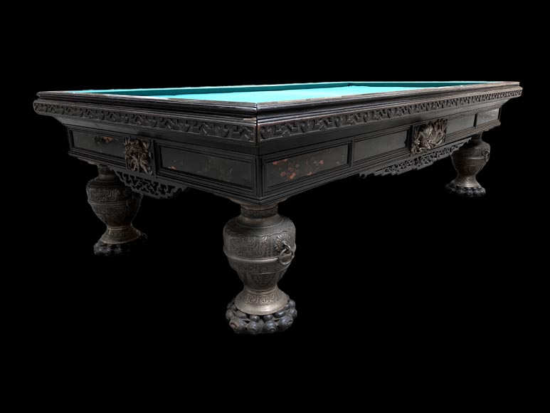 F. GERDERÈS – Japanese-style billiard table in gilded and carved wood F. GERDERÈS – Japanese-style billiard table in gilded and carved wood-2