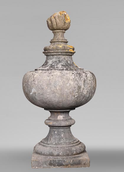 Pair of Stone Flame Urns-2