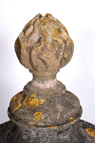 Pair of Stone Flame Urns-3
