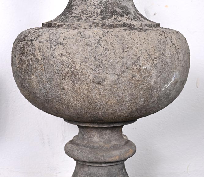 Pair of Stone Flame Urns-5