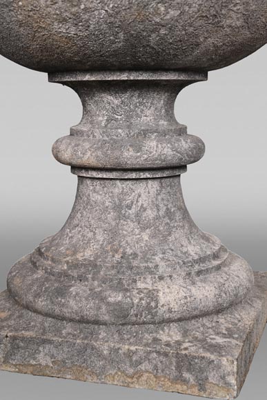 Pair of Stone Flame Urns-7