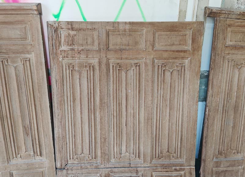 Neo-Gothic style oak wainscoting featuring a Neo-Gothic style oak wainscoting featuring a