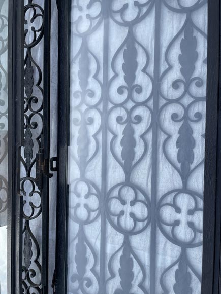 Napoleon III period openwork wrought-iron double door with its frame. Napoleon III period openwork wrought-iron double door with its frame.-7