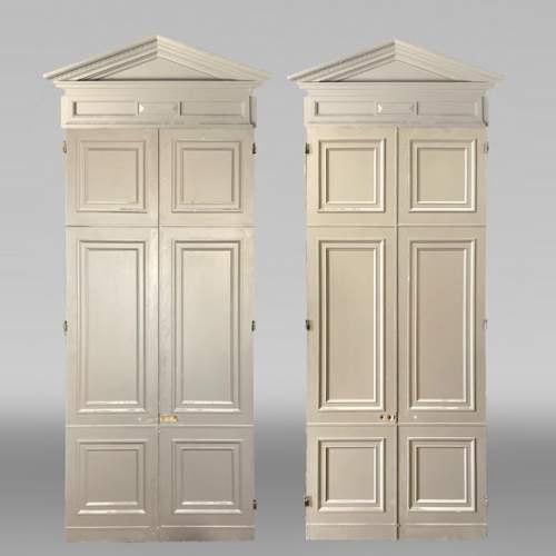 Pair of Double Doors with Architectural Surrounds, Louis XVI Style, 19th Century