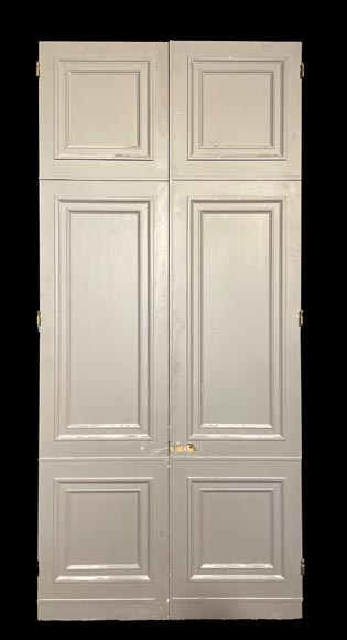 Pair of Double Doors with Architectural Surrounds, Louis XVI Style, 19th Century-1