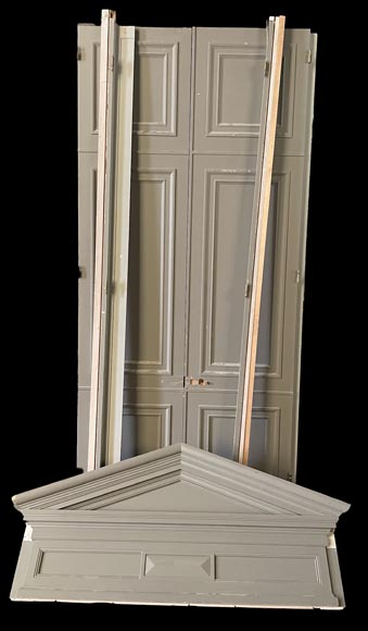Pair of Double Doors with Architectural Surrounds, Louis XVI Style, 19th Century-4