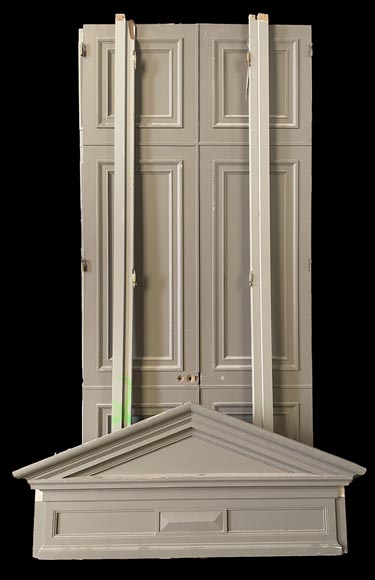 Pair of Double Doors with Architectural Surrounds, Louis XVI Style, 19th Century-5