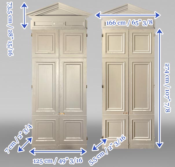 Pair of Double Doors with Architectural Surrounds, Louis XVI Style, 19th Century-9