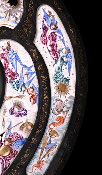 Decorative shield with high-relief decoration of the Creation to the Last Judgment after the Milton Shield by Léonard Morel-Ladeuil, Naples porcelain, known as Capodimonte porcelain-9