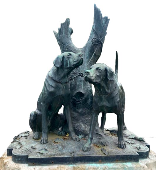 Auguste-Nicolas CAÏN, two monumental bronze groups, original stone bases, 1893-3