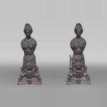 Pair of Renaissance-style cast iron andirons – 19th century