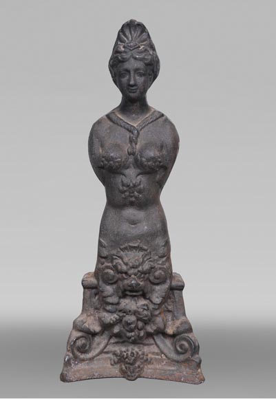 Pair of Renaissance-style cast iron andirons – 19th century-1
