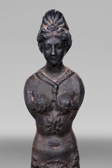 Pair of Renaissance-style cast iron andirons – 19th century-2