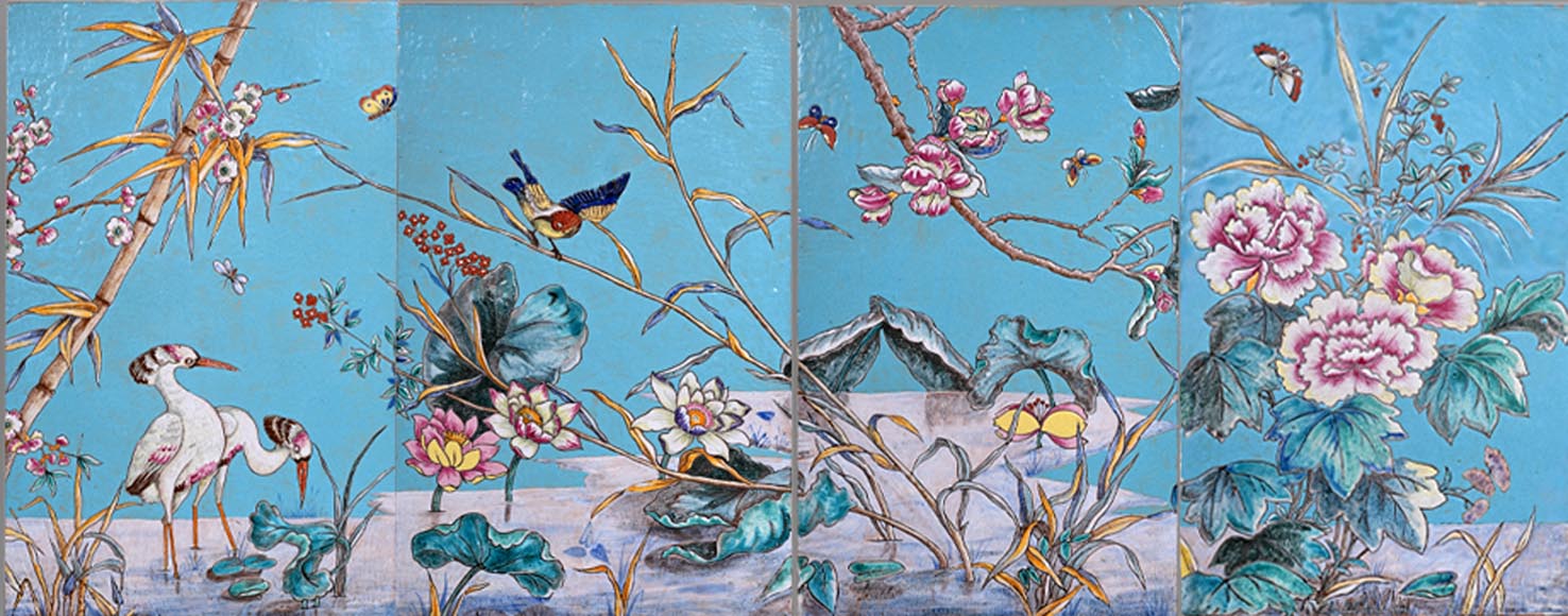 Eugène COLLINOT, Decorative Japanese-style earthenware plaques-14