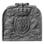 Cast iron fireback with the coat of arms of the Dauphin of France