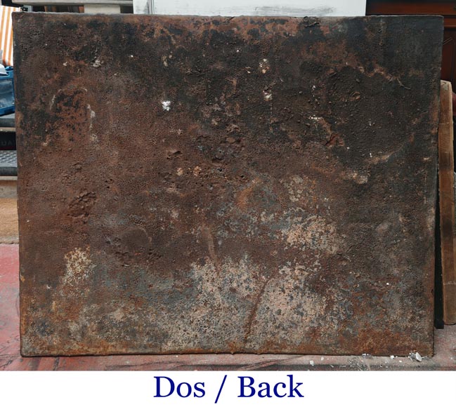  Louis XV period fireplace plaque, decorated with an eagle holding a motto-6