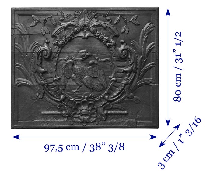 Louis XV period fireback depicting the Eagle of Saint John with the motto “In Principio Erat Verbum”-11